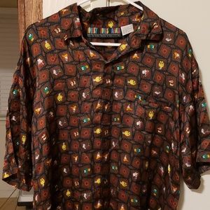 100% silk Looney Tunes button up shirt.